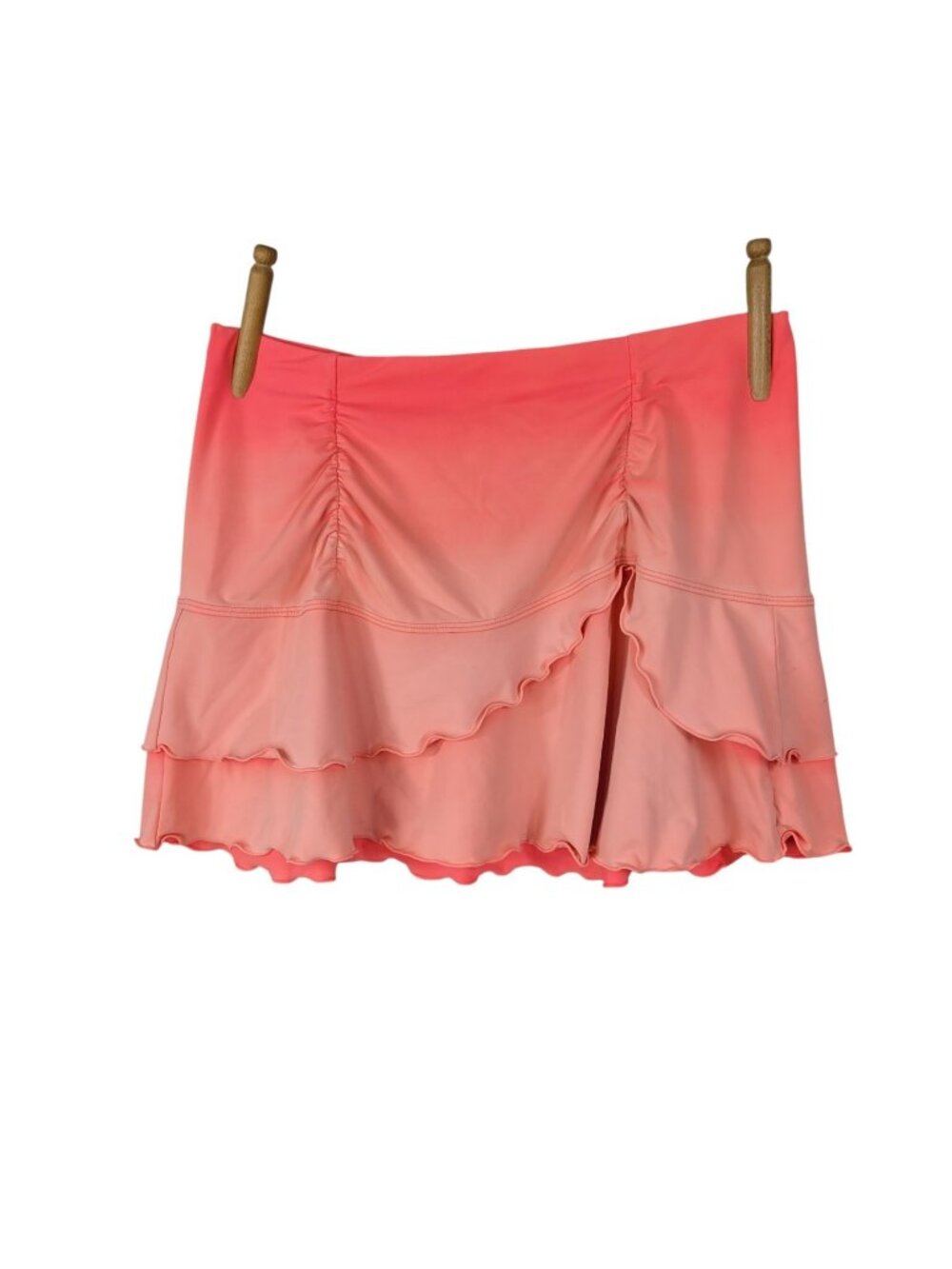 Athleta Layered Skirt Small Pink Mini Ruffle Rose Petal Flower Ruched Stretch
